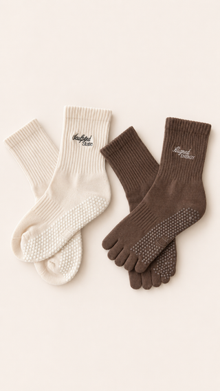 Senses Grippy Socks (Mocha/ Beige)